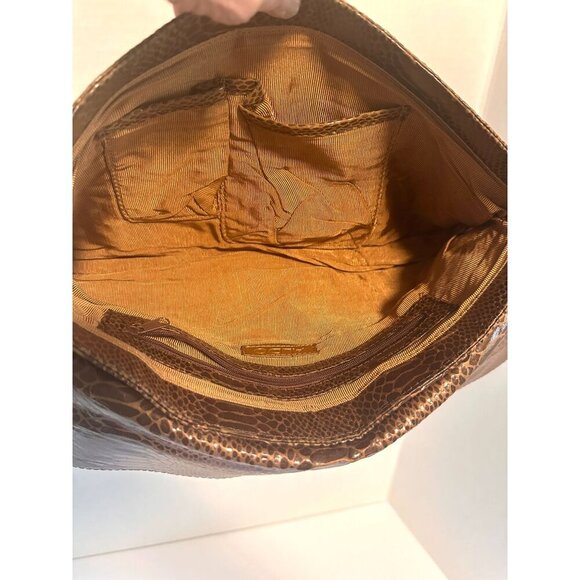 Aldo Brown Snake Print‎ Faux Leather Clutch Bag With Magnetic Snap Closure - Picture 10 of 16